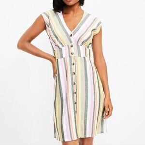 NWT LOFT Striped button front flare dress 2